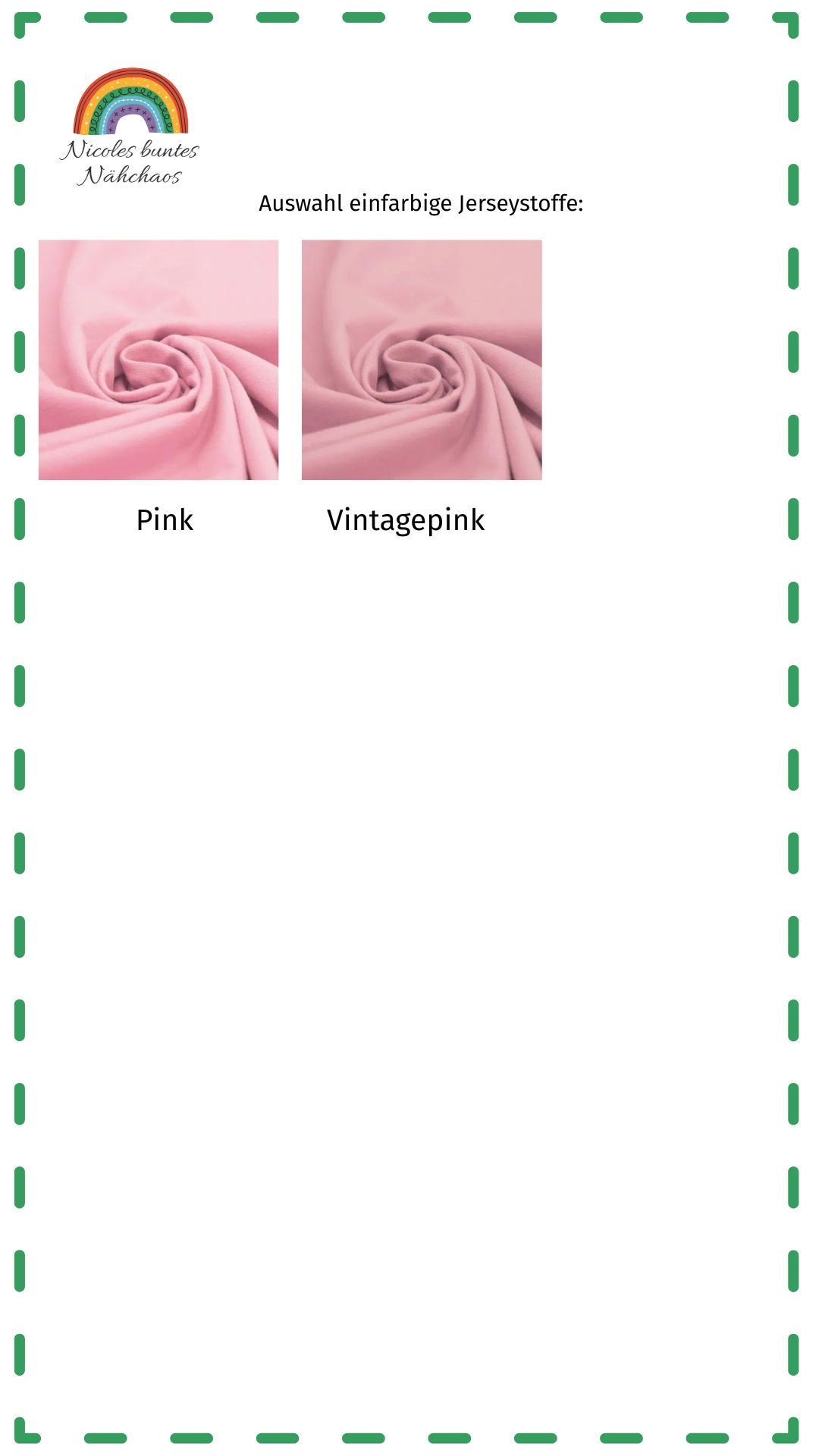 Beispielbild zur Farbauswahl für einfarbige Jerseystoffe:
Pink, Vintagepink