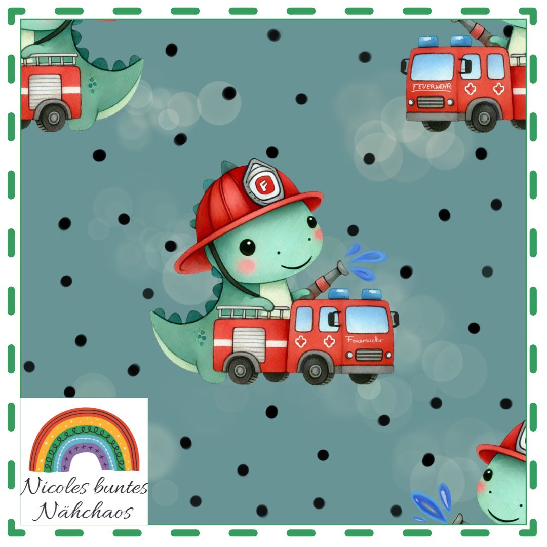 Eigenproduktion: Fabi Feuerwehrdino rauchtürkis