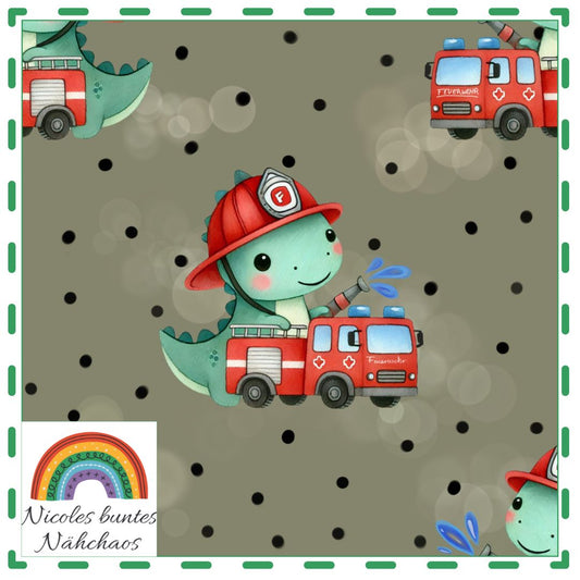 Eigenproduktion: Fabi Feuerwehrdino braun