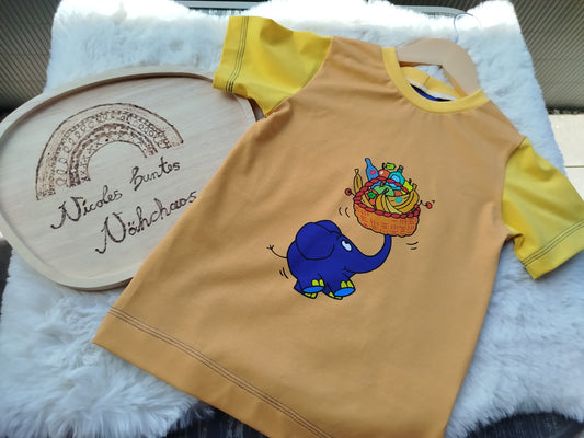 Kinder T-Shirt Gr. 116 Der Elefant (Sendung mit der Maus) mit Leckereien