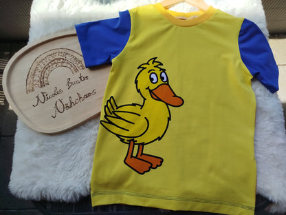 Kinder T-Shirt Gr. 128 Ente (Sendung mit der Maus)